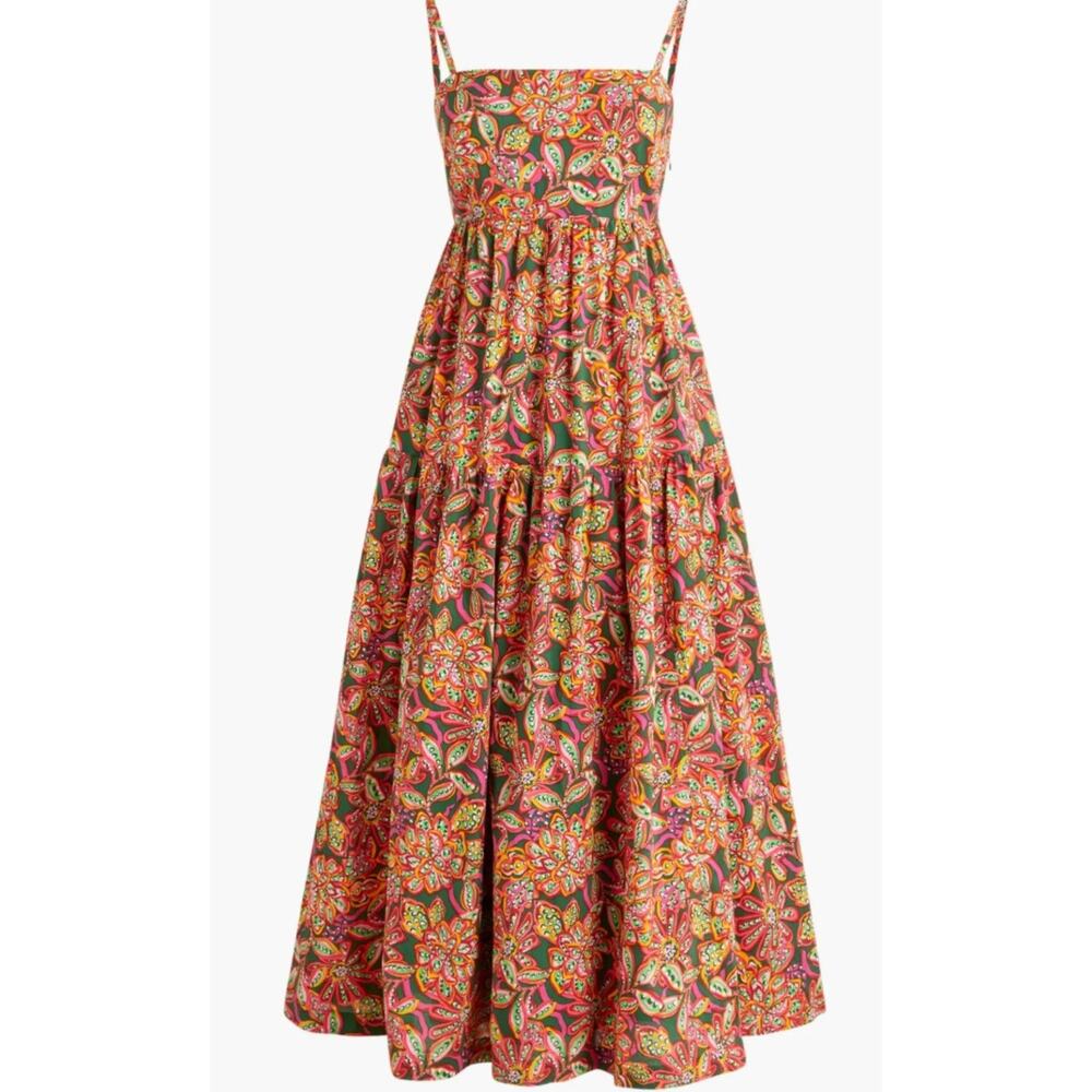 J. Crew Factory Red Floral Paisley Maxi Dress